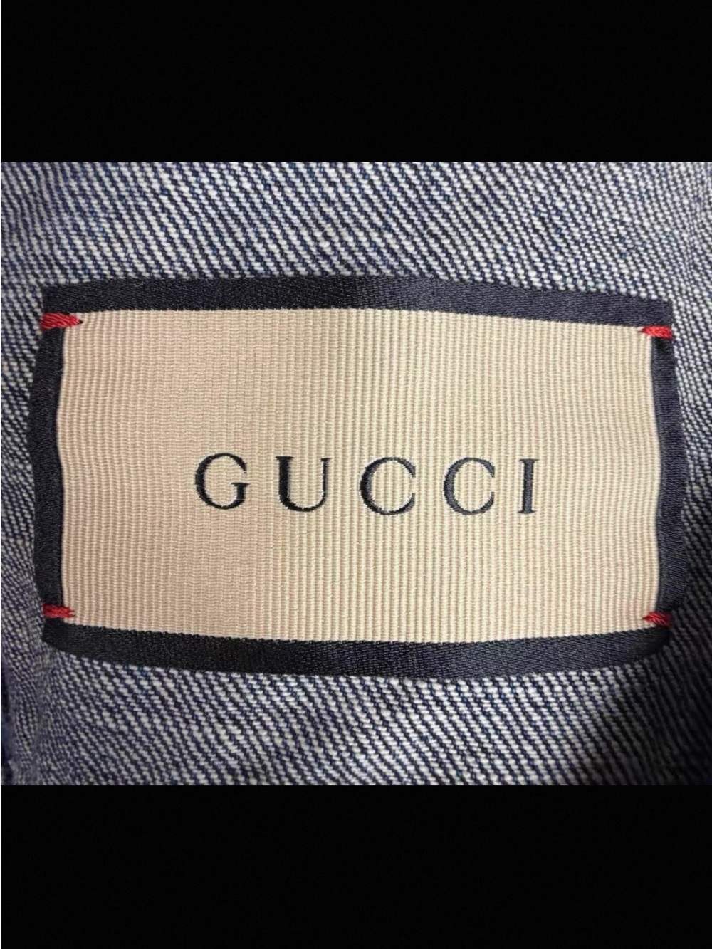 Gucci Blue GG Monogram Denim Jacket with Brown Leather Trim - Picture 4 of 7